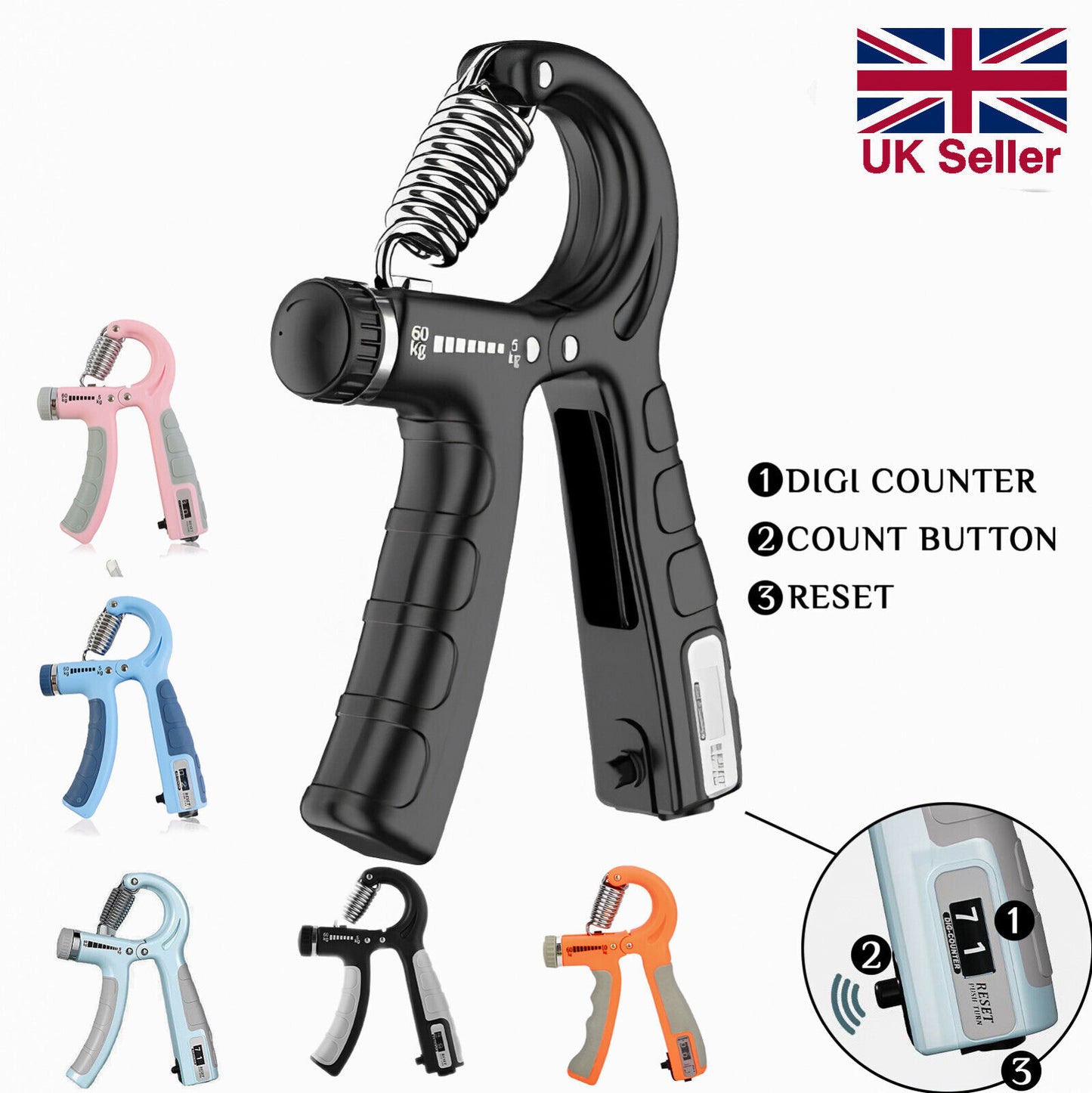 Adjustable 5-60KG Hand Grip Strengthener - Forearm Trainer & Finger Exerciser for Enhanced Grip Strength