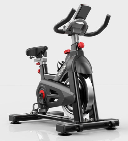 Indoor Cycling Exercise Bike with LCD Monitor - Home Gym Cardio Fitness in Black