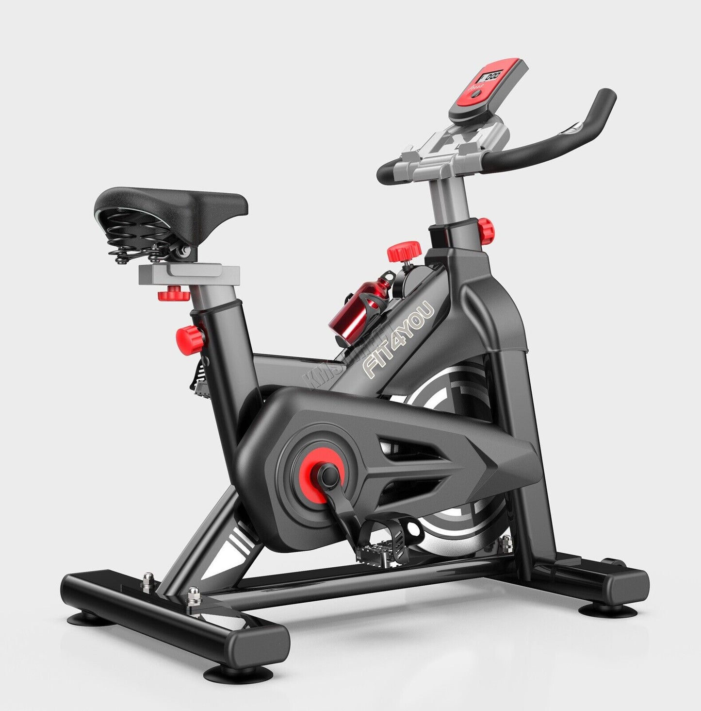 Indoor Cycling Exercise Bike with LCD Monitor - Home Gym Cardio Fitness in Black