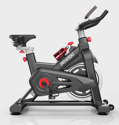 Indoor Cycling Exercise Bike with LCD Monitor - Home Gym Cardio Fitness in Black