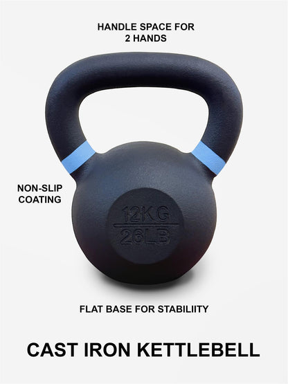 Versatile Cast Iron Neoprene Kettlebells - 2 to 28Kg for Ultimate Fitness Training