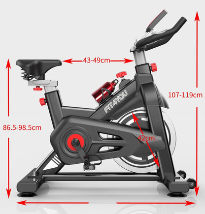 Indoor Cycling Exercise Bike with LCD Monitor - Home Gym Cardio Fitness in Black