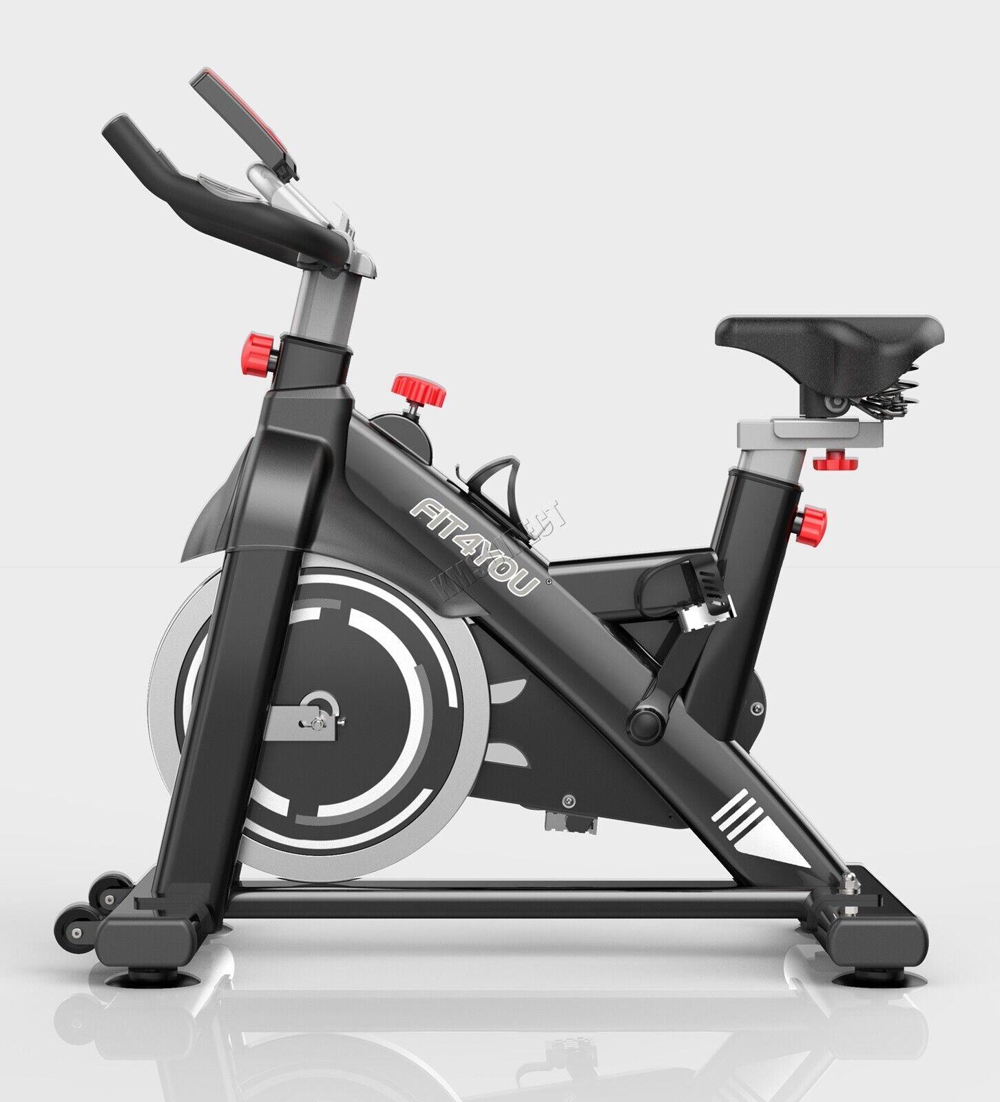 Indoor Cycling Exercise Bike with LCD Monitor - Home Gym Cardio Fitness in Black