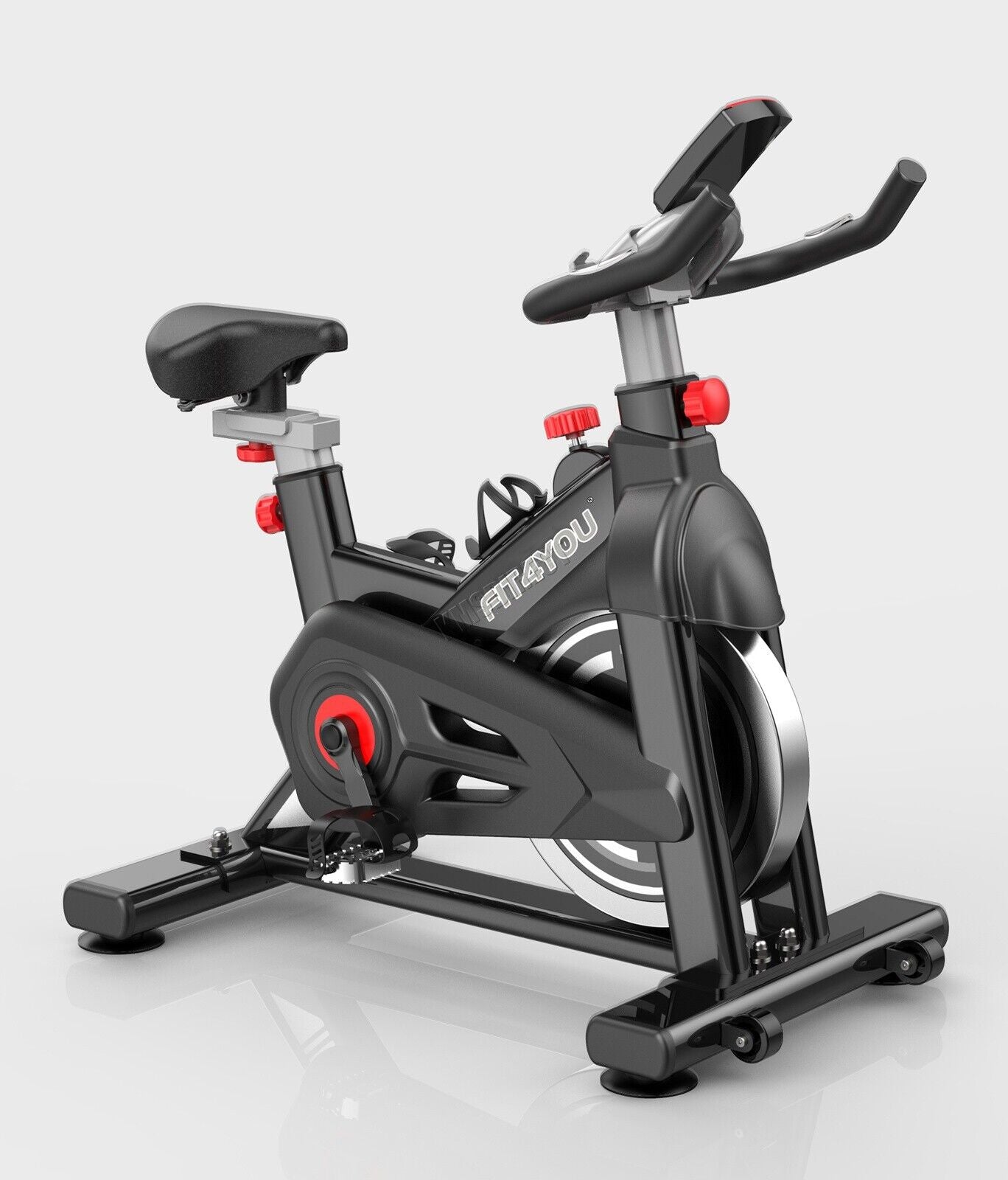 Indoor Cycling Exercise Bike with LCD Monitor - Home Gym Cardio Fitness in Black