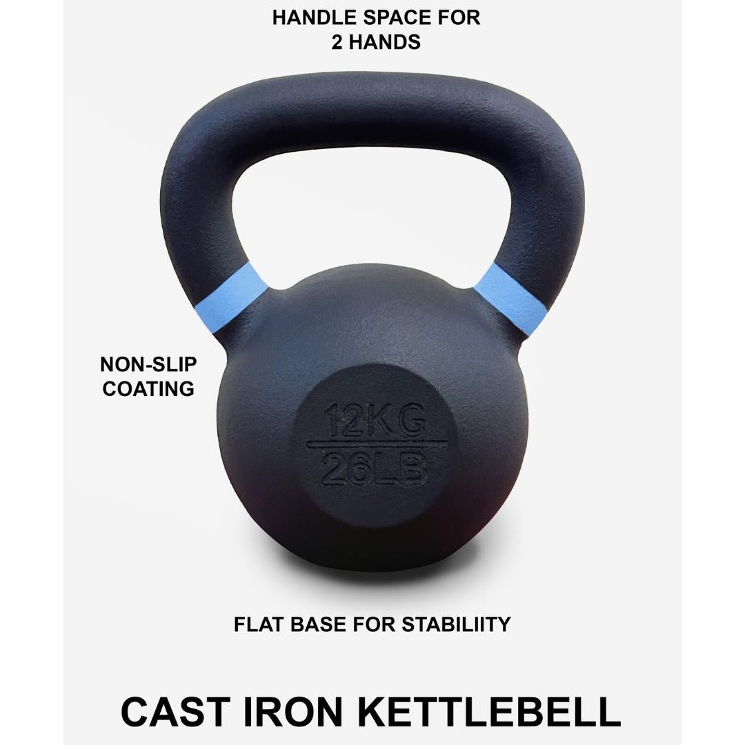 Versatile Cast Iron Neoprene Kettlebells - 2 to 28Kg for Ultimate Fitness Training